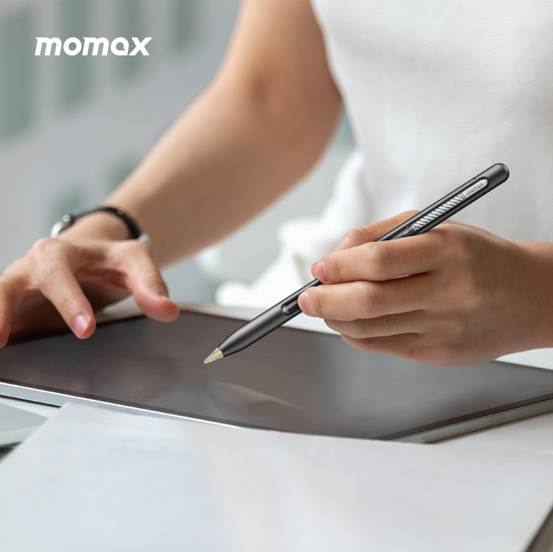 MOMAX Mag.Link Pro iPad專用透明雙模組電容筆 灰