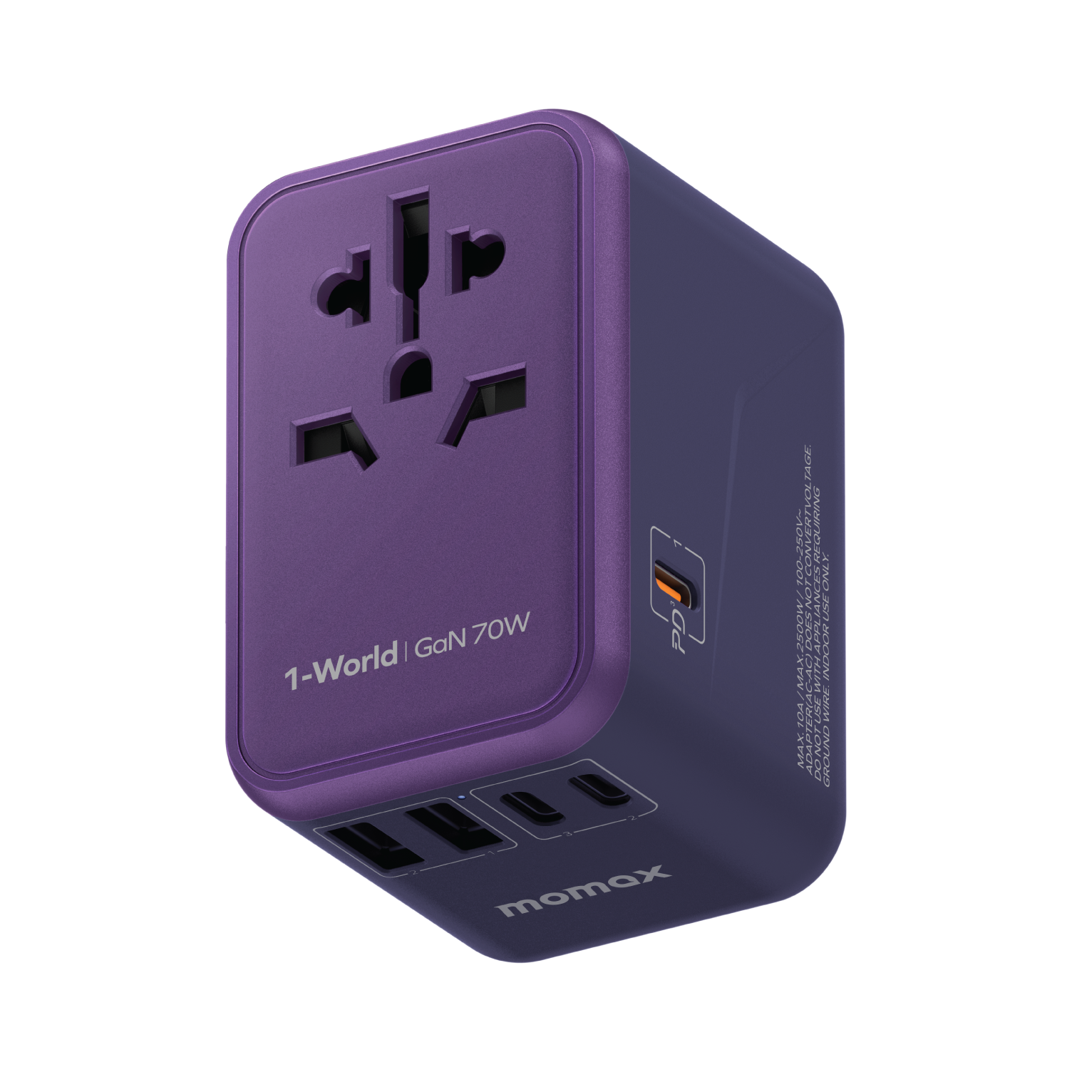 MOMAX [i]1-World 70W GaN旅遊充電插座 紫