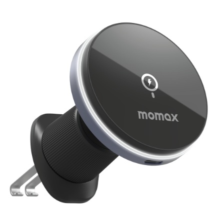 MOMAX Q.Mag Mount 5 15W透明磁吸無線車充支架 黑