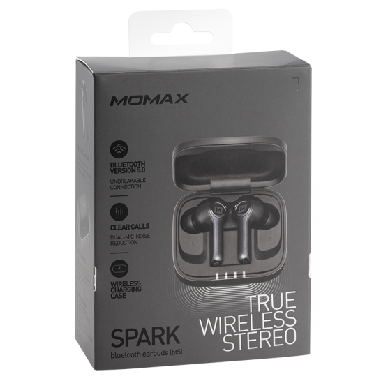 MOMAX [P]SPARK真無線藍牙耳機[充電盒可無線充電] 太空灰