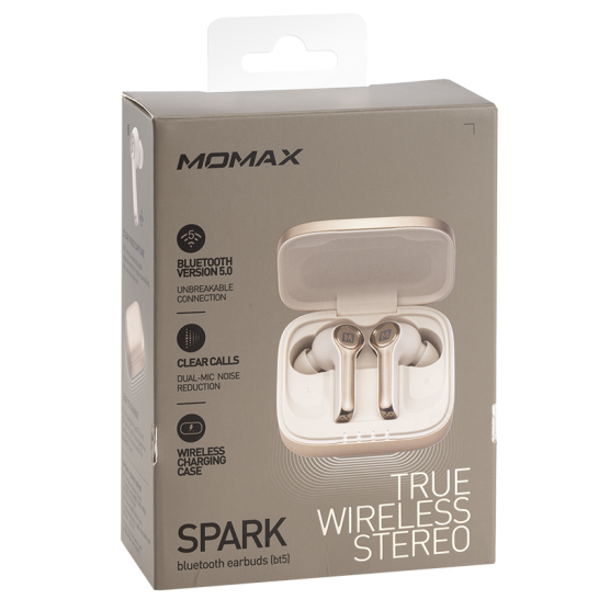 MOMAX SPARK 真無線藍牙耳機[充電盒可無線充電] 金