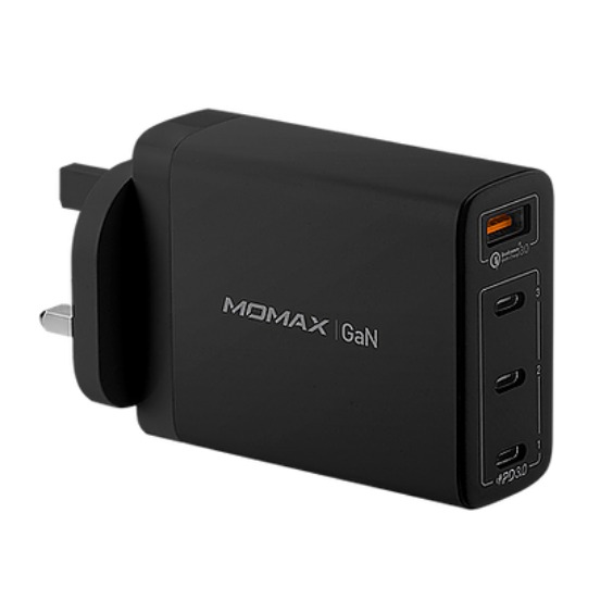 MOMAX ONEPlug GaN 100W充電器[3 Type-C PD + USB 黑