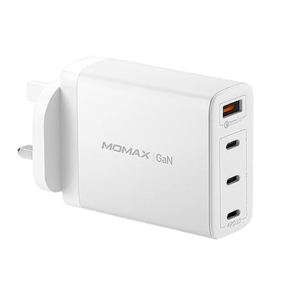 MOMAX ONEPlug GaN 100W充電器[3 Type-C PD + USB 白