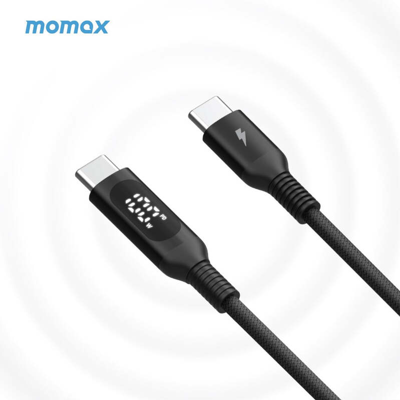 MOMAX EliteLink Type-C to Type-C 100W 1.2M屏顯尼龍線 黑