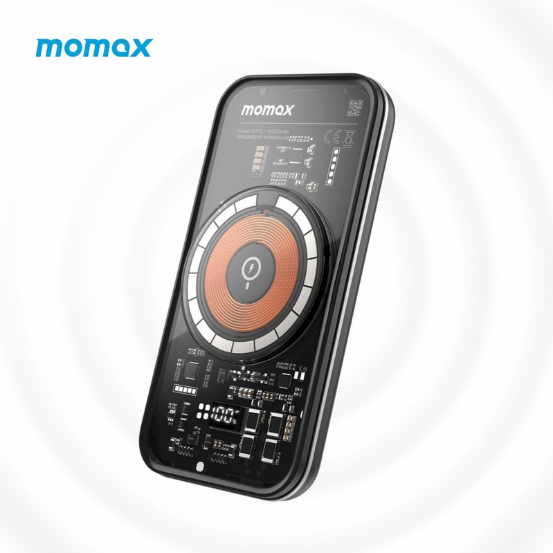 MOMAX Q.Mag Power13 透明磁吸無線充電電源 10000mAh 黑
