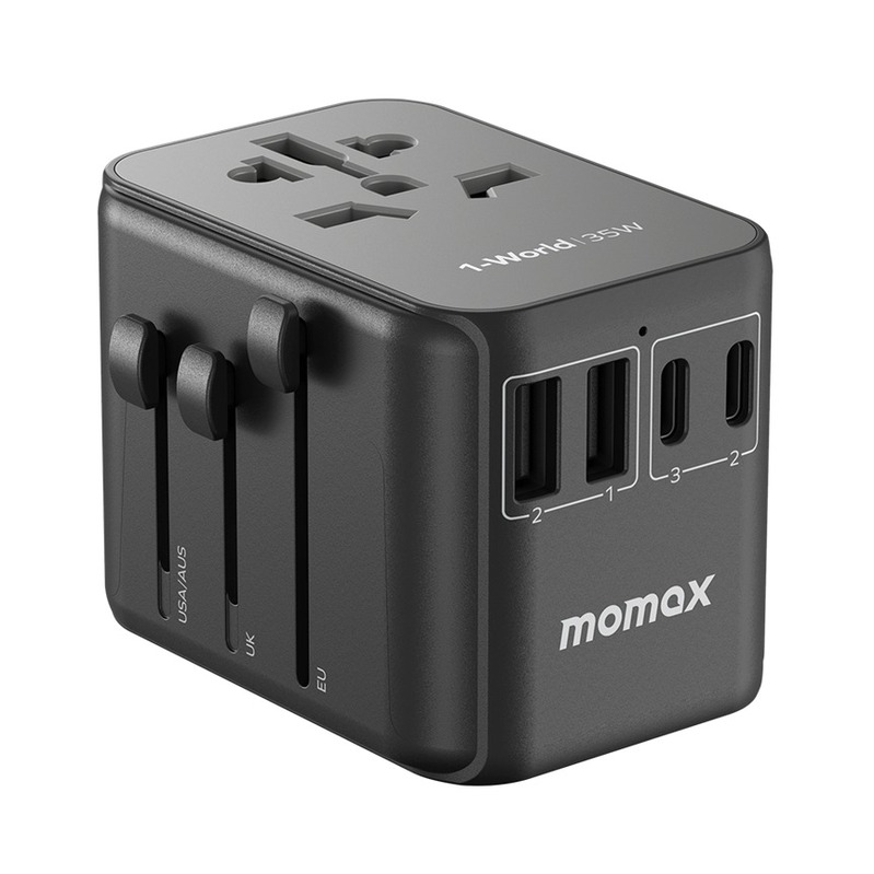MOMAX 1-World PD35W 3*Type-C + 2*USB 旅行插座 黑