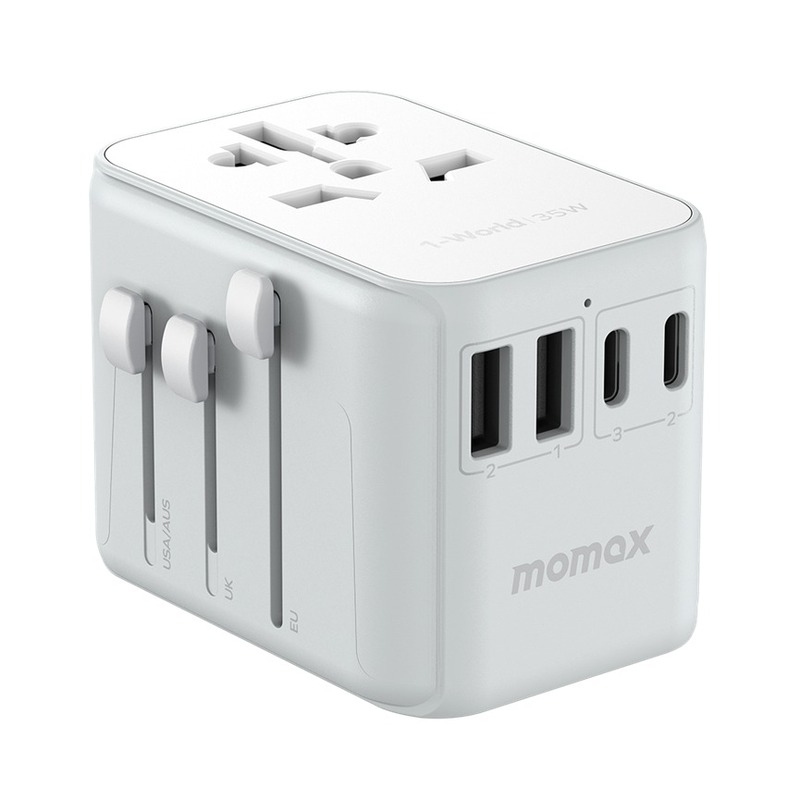 MOMAX 1-World PD35W 3*Type-C + 2*USB 旅行插座 白