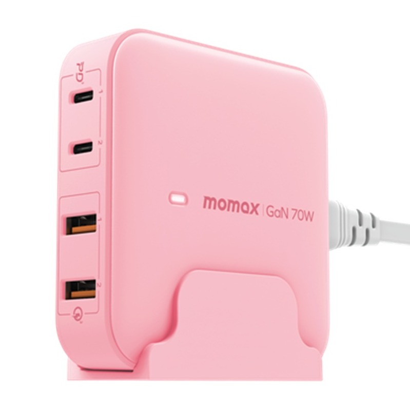 MOMAX ONEPlug 70W GaN 2*PD+2*USB 電源充電座 粉