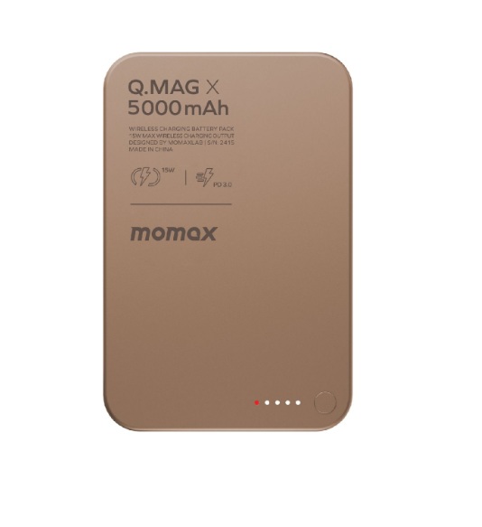 MOMAX Q.Mag X 超薄磁吸無線充電電源 5000mAh 金