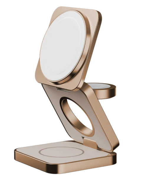 MOMAX Q2.Mag 25W Qi2 三合一磁吸無線充電支架 沙漠金