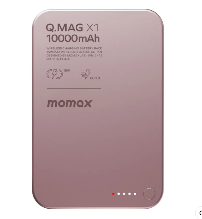 MOMAX [i]Q.Mag X1 超薄磁吸無線充電電源 10000mAh 粉紅色