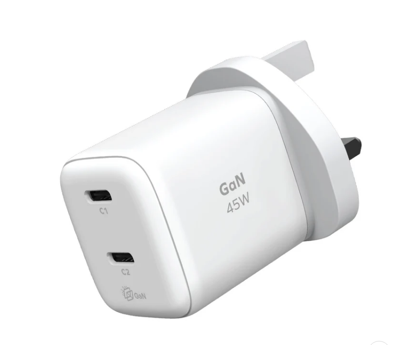 MOMAX 1-Charge 2-Port GaN 45W充電器 白