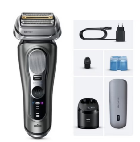 BRAUN 9系列乾濕兩用電鬚刨連自動清洗座+無線充電 9675cc 灰色