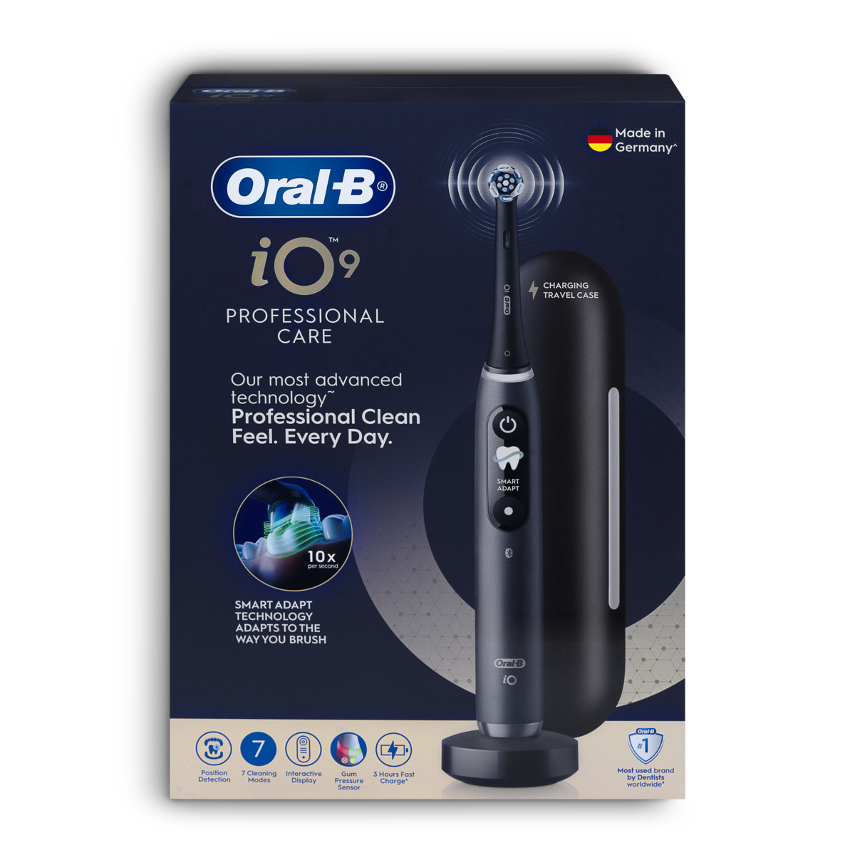 BRAUN 充電電動牙刷+4刷頭 iO9 + 4 Refills 黑