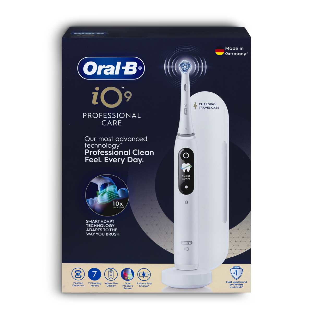 BRAUN 充電電動牙刷+4刷頭 iO9 + 4 Refills 白