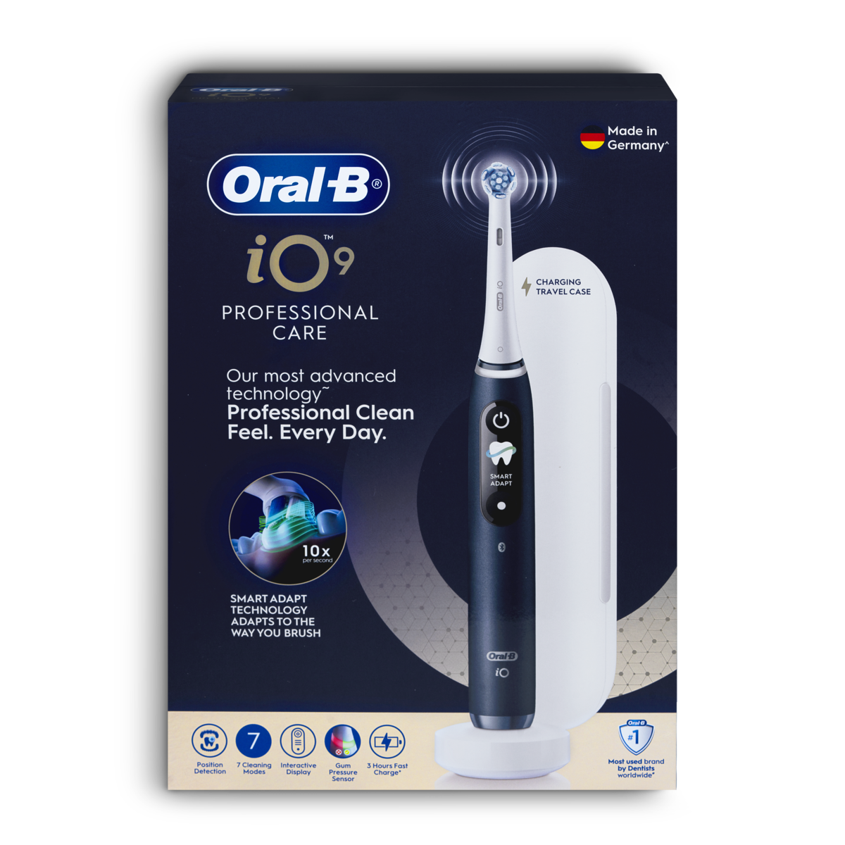 BRAUN 充電電動牙刷+4刷頭 iO9 + 4 Refills 藍