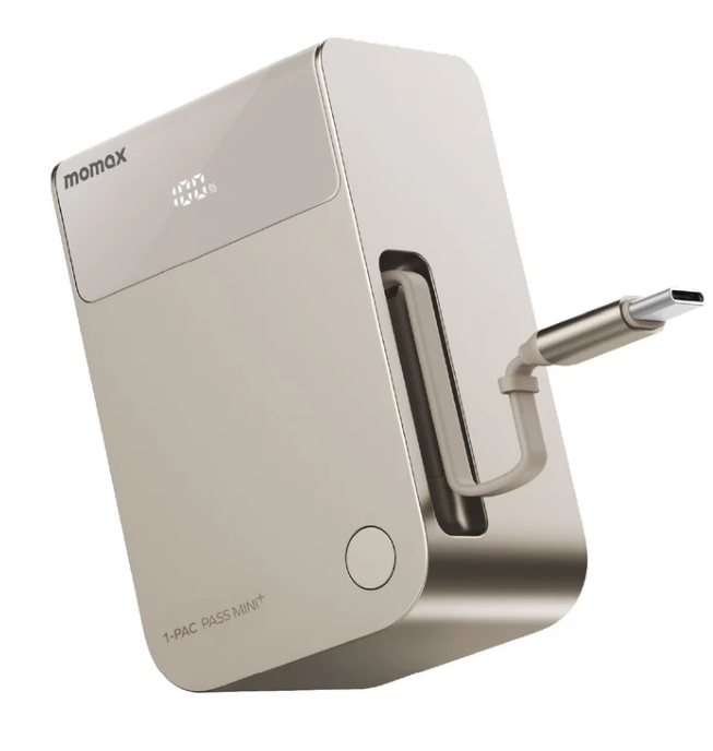 MOMAX 1-Pac Pass Mini+二合一內建伸縮充電線電源 10000mAh 鈦 