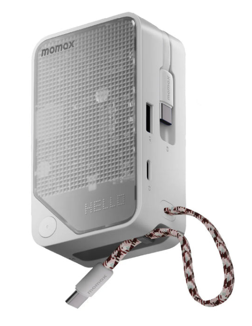 MOMAX 1-Power X+ 內建雙USB-C線流動電源 10000mAh 白